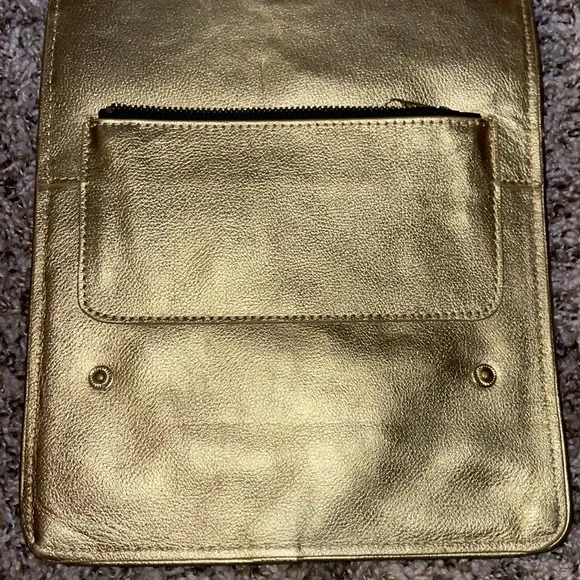 NWOT Anthropologie I Pad Leather Metallic Gold Case "charmed i'm sure"